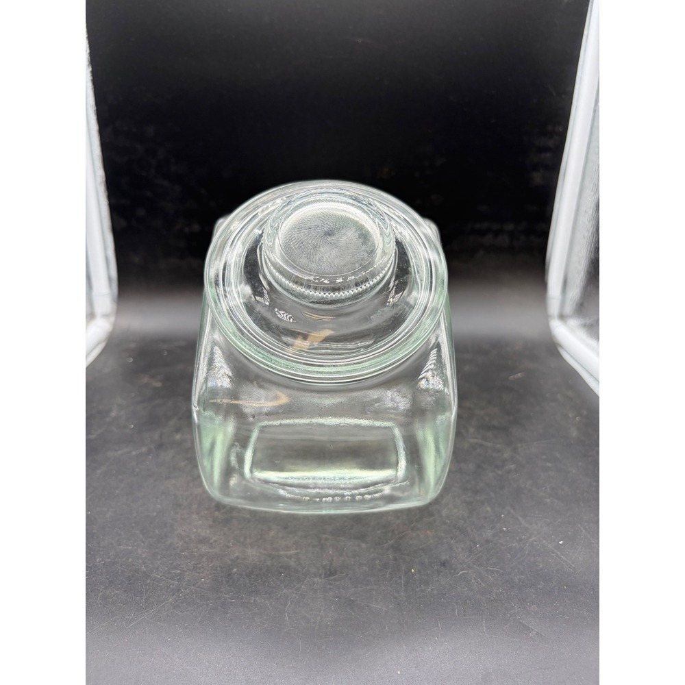 Vintage Slant Side Clear Glass Cookie Jar Candy Canister with Glass Lid